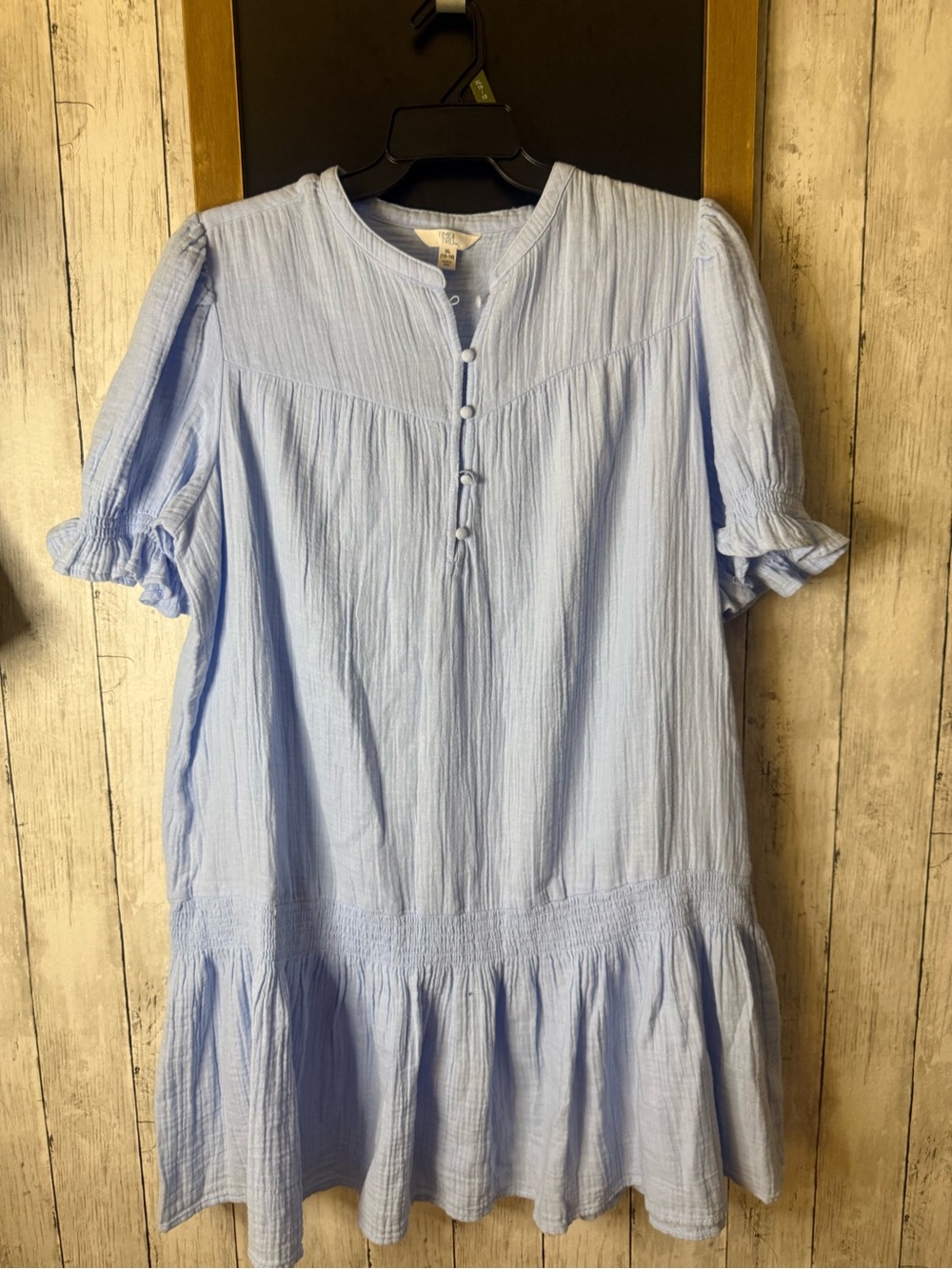 Time And Tru Short Sleeve Blue Midi Crepe Style Dress Size XL**